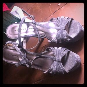 Chinese Laundry Silver Sparkle Platform Stilettos